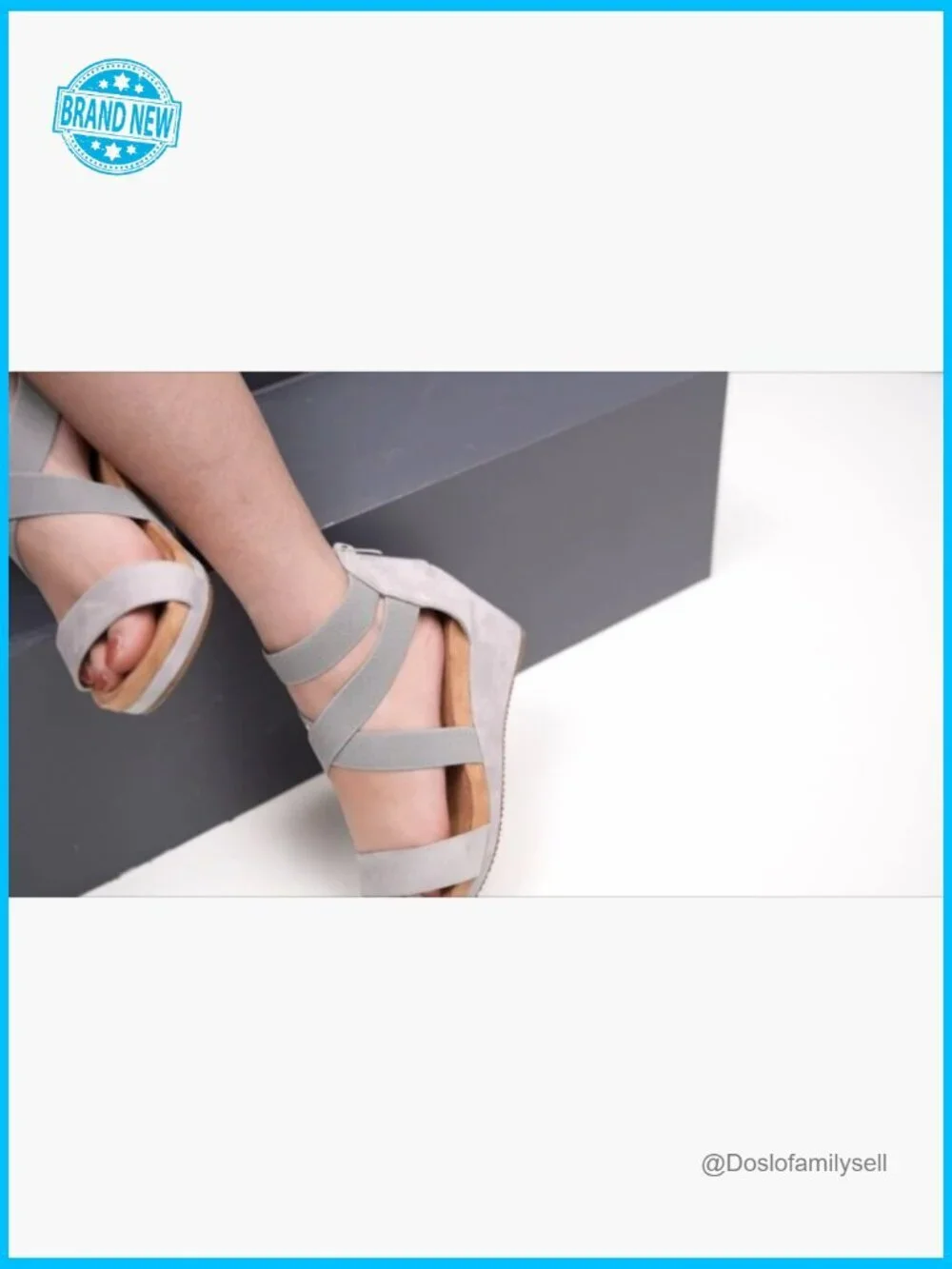 Wedge Sandals Open Toe Elastic Straps Zipper Closure Platform Comfortable